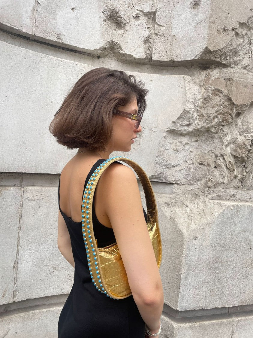 Marici Structured Frame Shoulder Bag With Brass Studs