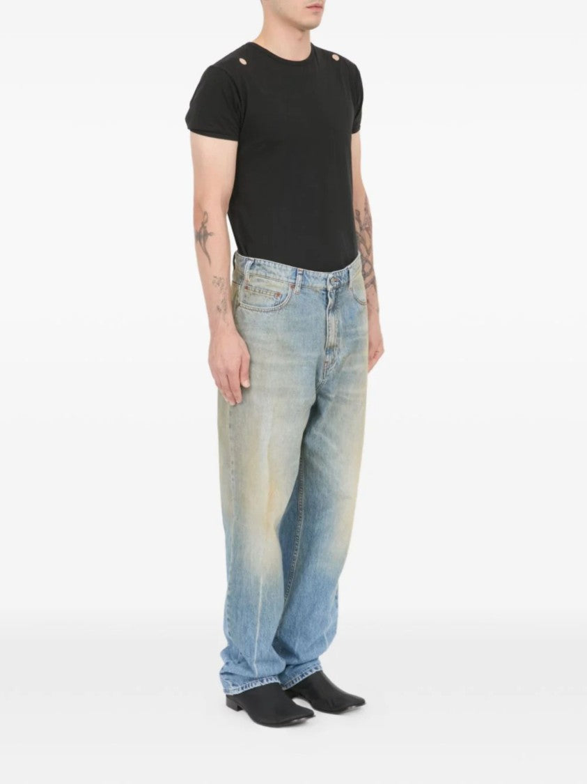 Mm6 By Maison Margiela Blue Worn Effect Denim Straight-Leg Jeans
