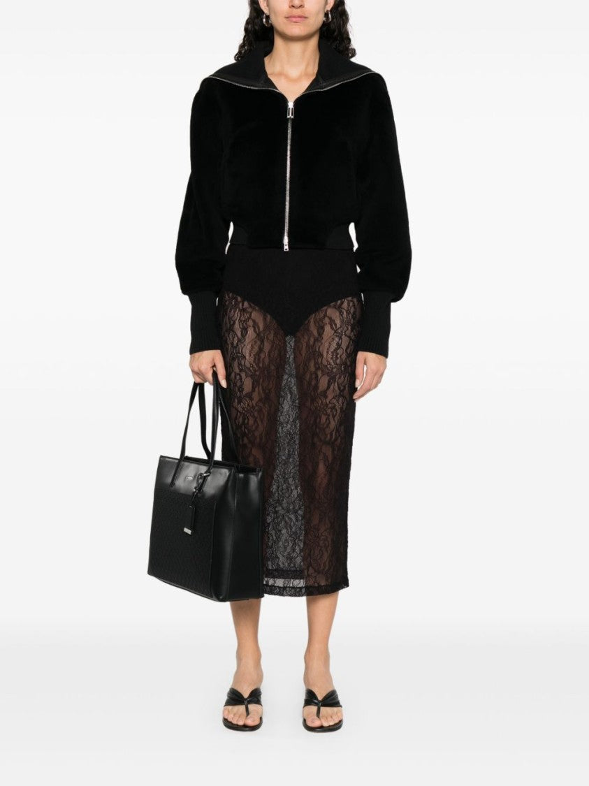 Victoria Beckham Cropped Black Bomber Jacket