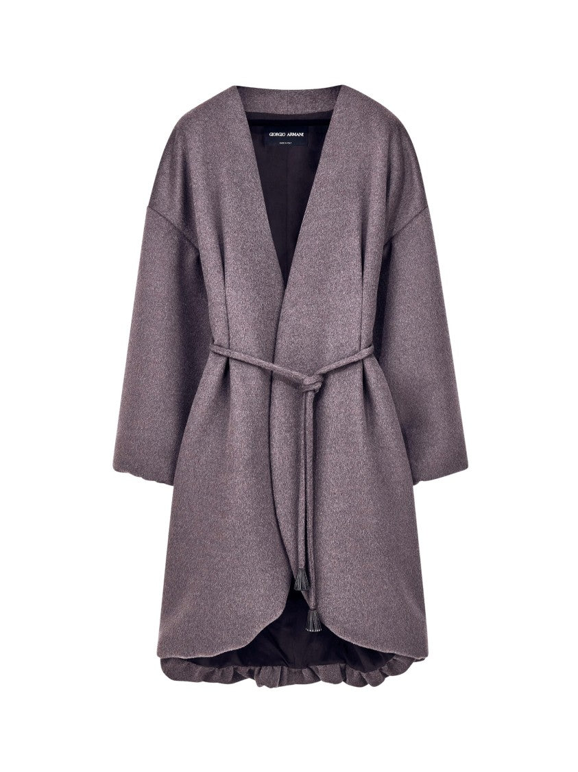 Giorgio Armani Relaxed Open-Front Belted Peacoat