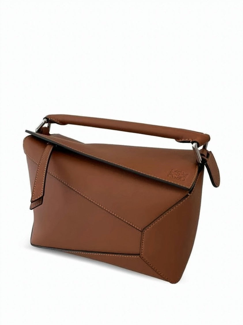 Loewe Geometric Calf Leather Tote Bag With Embossed Branding