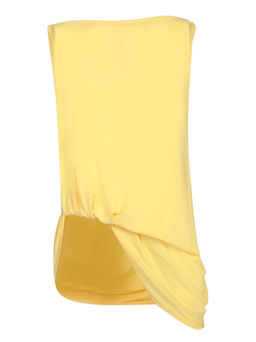 Jacquemus Draped Yellow Sleeveless Top