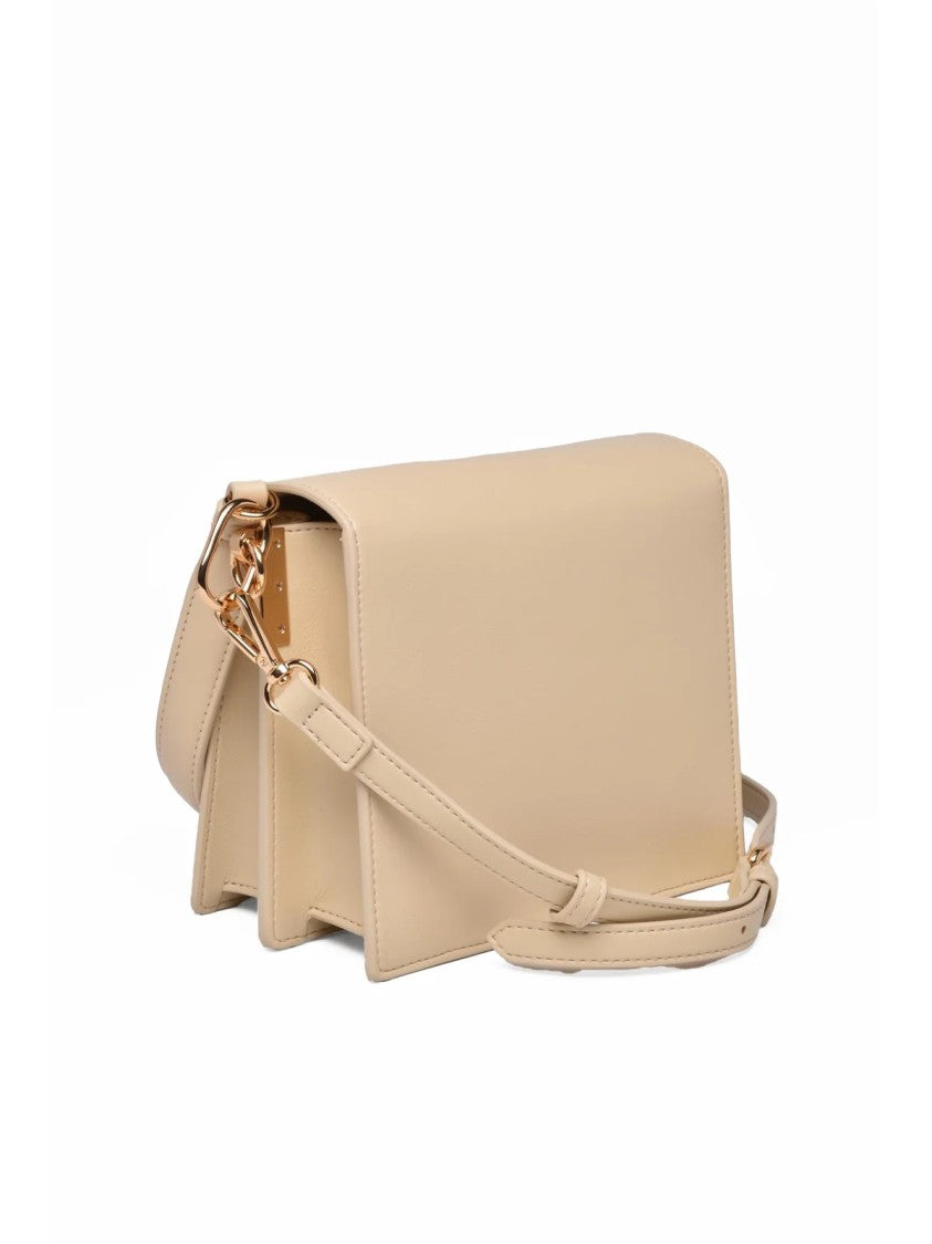 Love Moschino Structured Beige Shoulder Bag With Metallic Detail