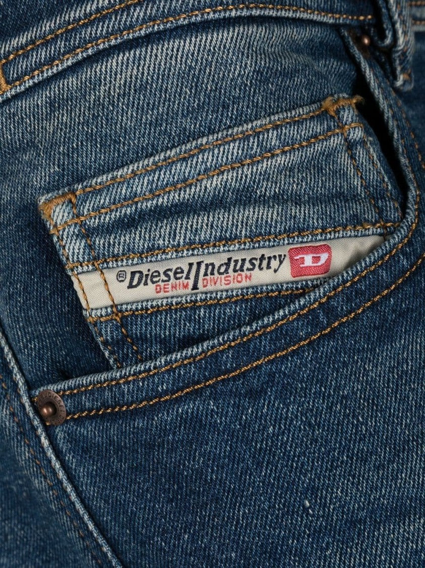 Diesel Blue L.32 Medium Blue Straight-Fit Cotton-Blend Jeans