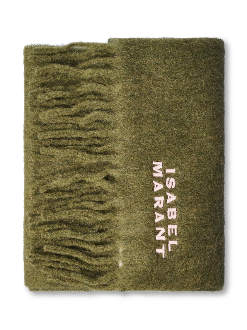 Isabel Marant Firny-Gz Fringed Olive Alpaca-Blend Scarf