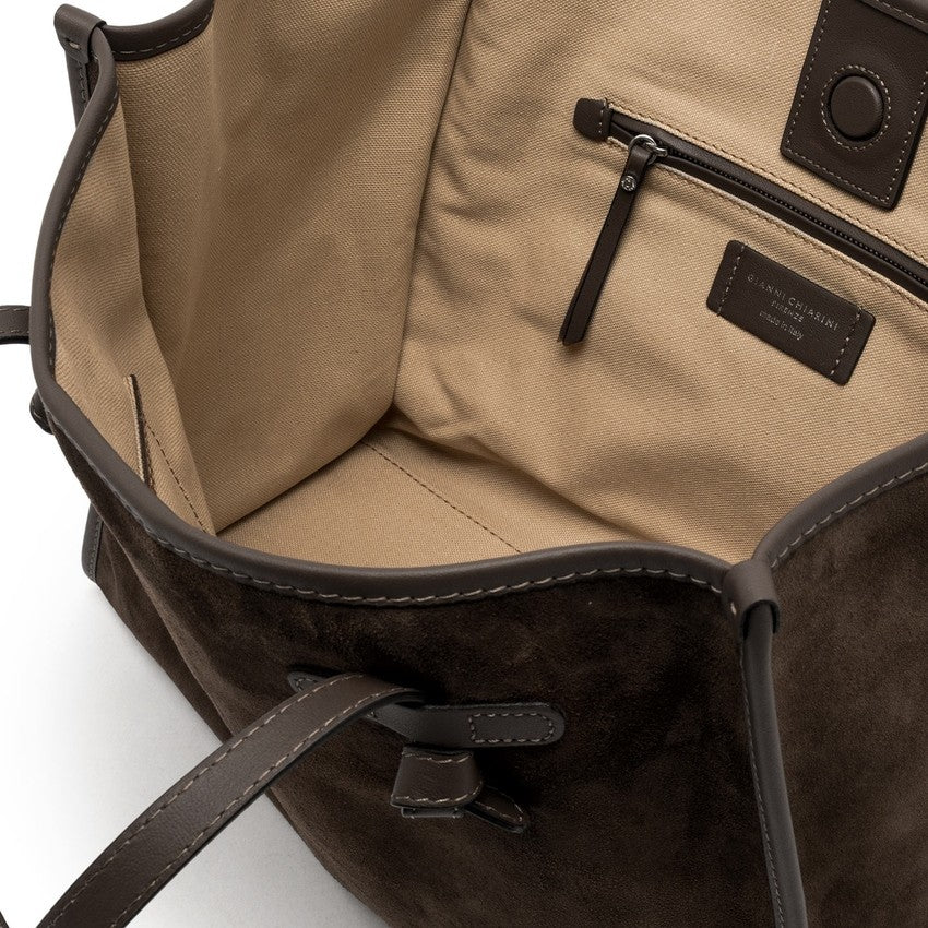 Marcella Suede Tote Bag With Leather Handles