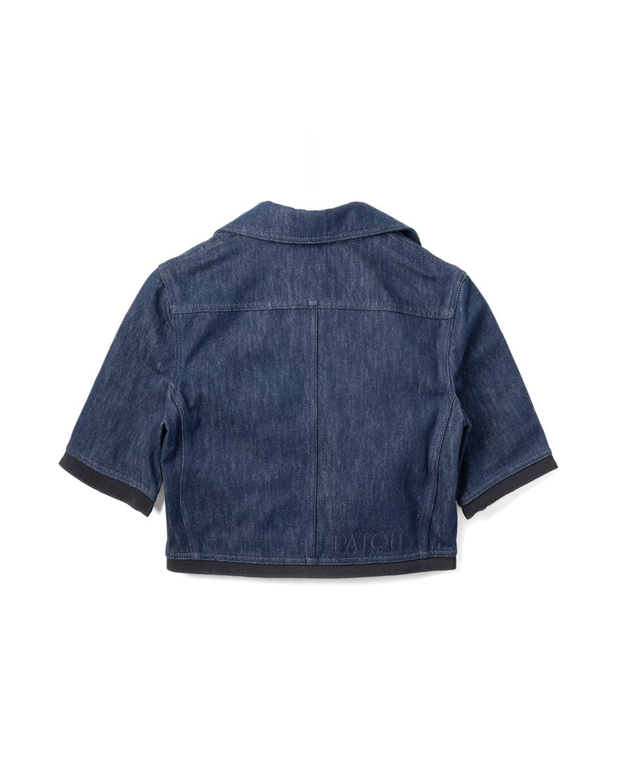 Patou Short Sleeves Cropped Jacket - Rodeo Blue