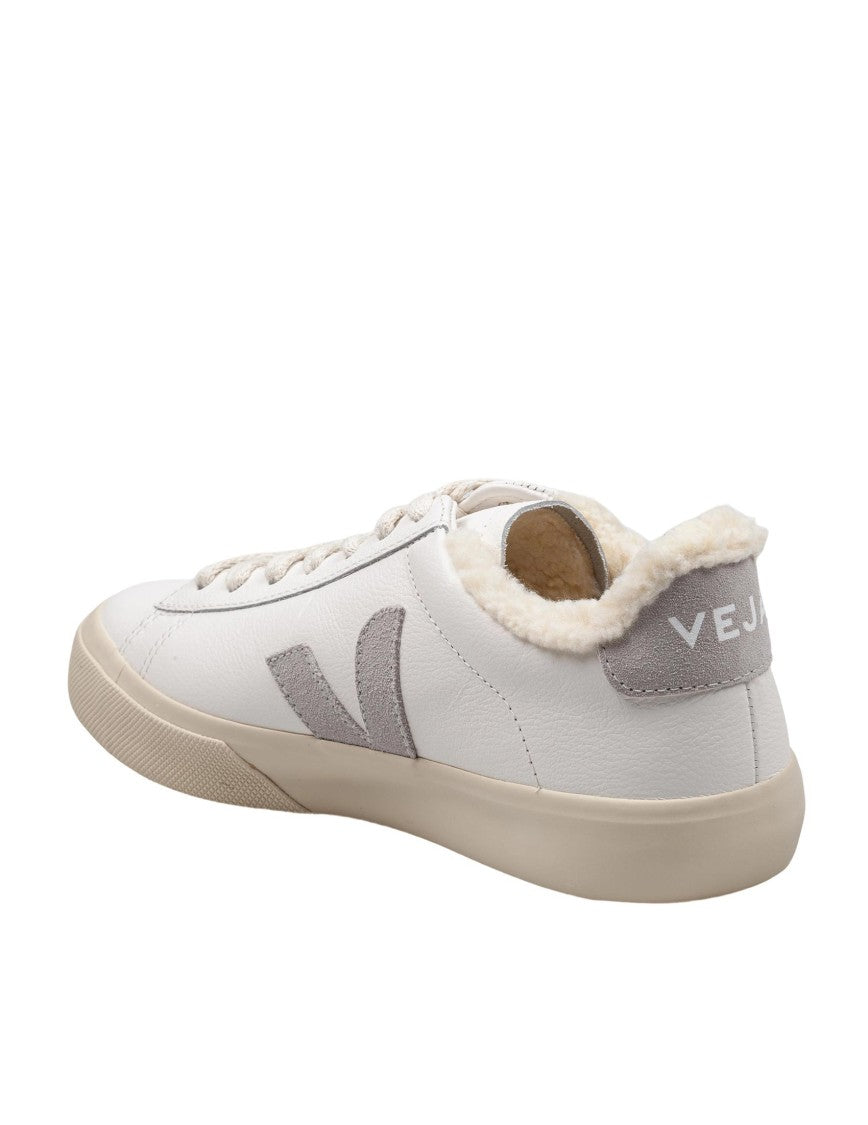 Veja Campo Leather Sneakers With Fur, White