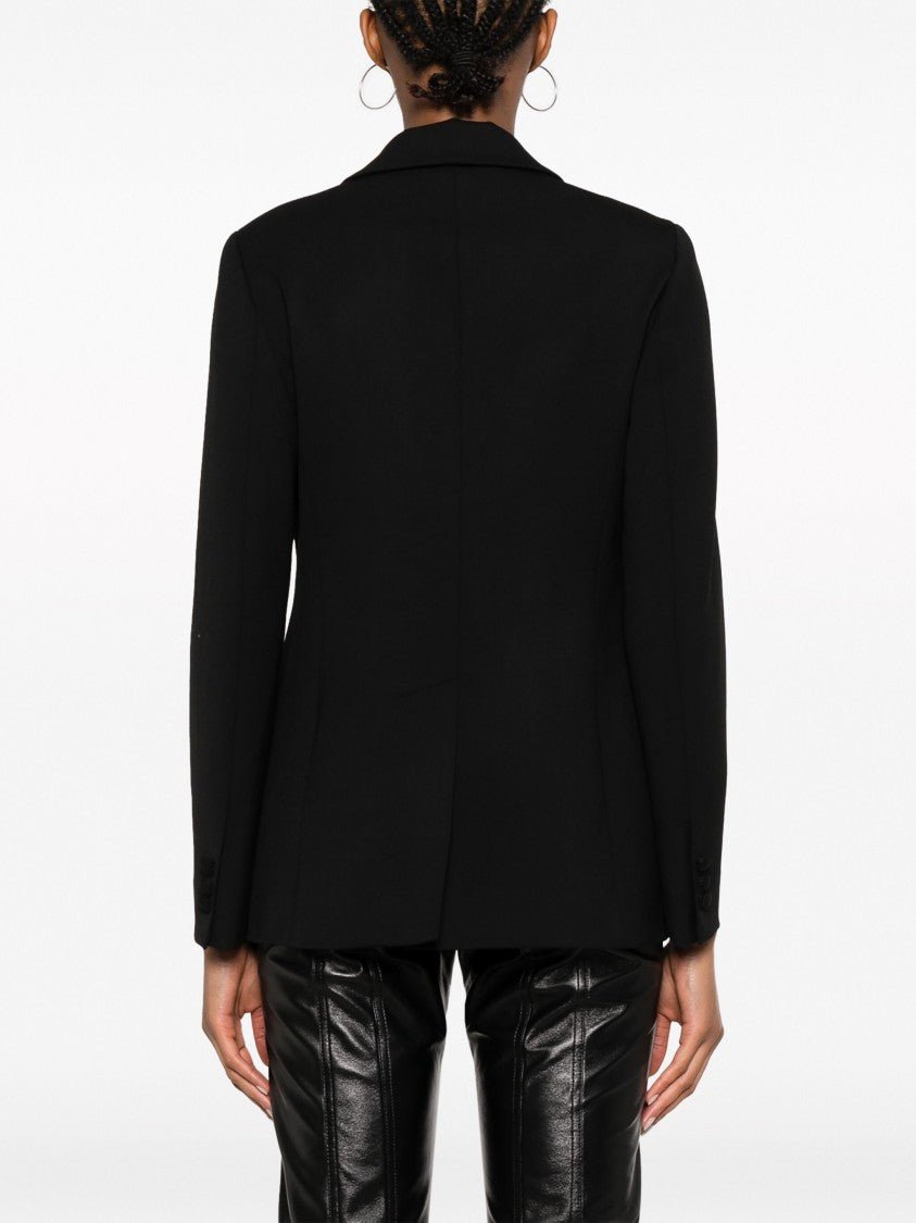 P.A.R.O.S.H. Black Tailored Textured Wool Blend Blazer