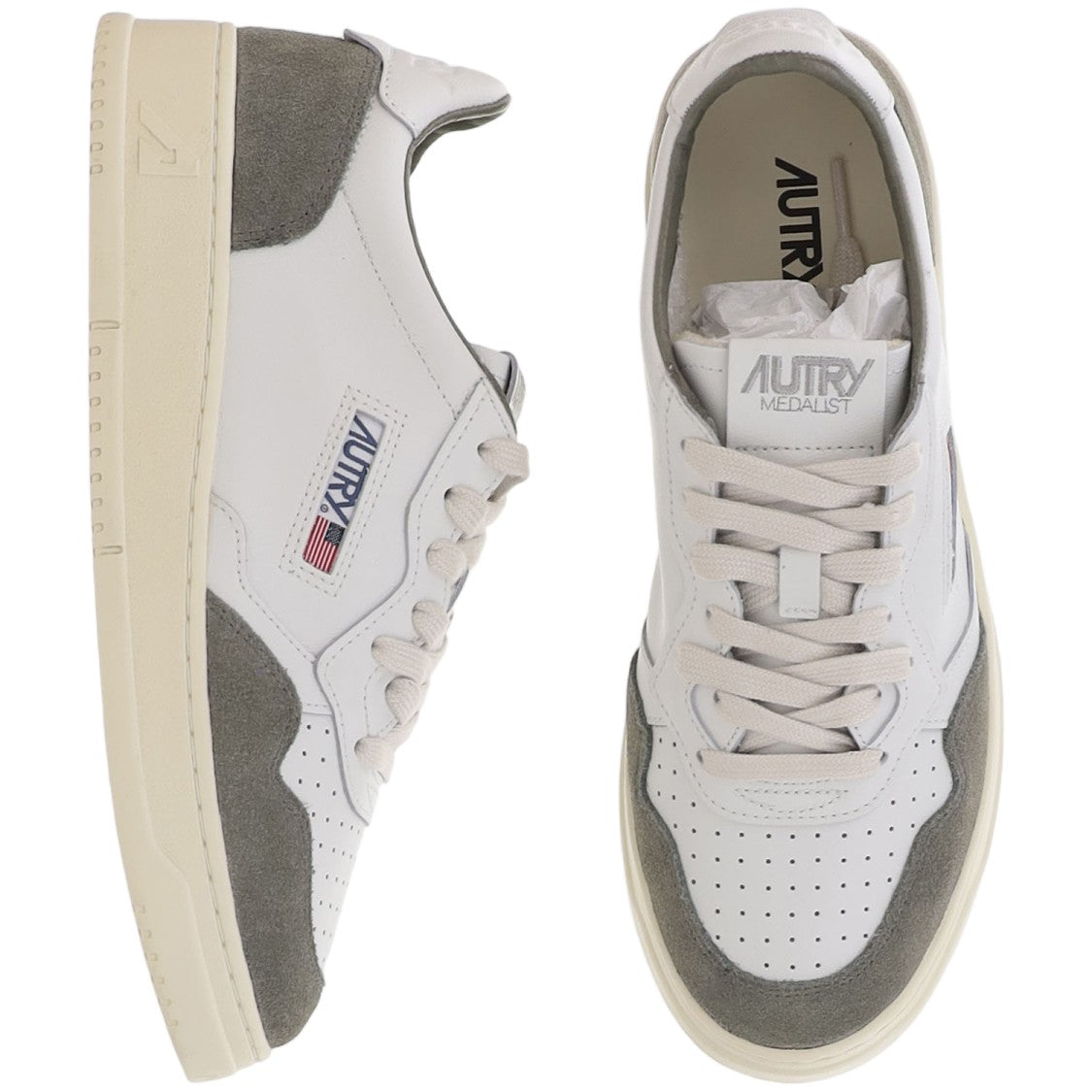 Autry Medalist Low Leather Sneakers With Smooth And Suede Paneling