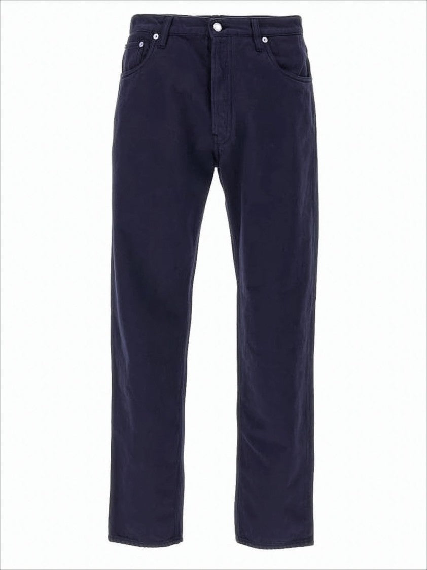 Prada Straight-Leg Dark Navy Denim Pants With Refined Triangle Logo
