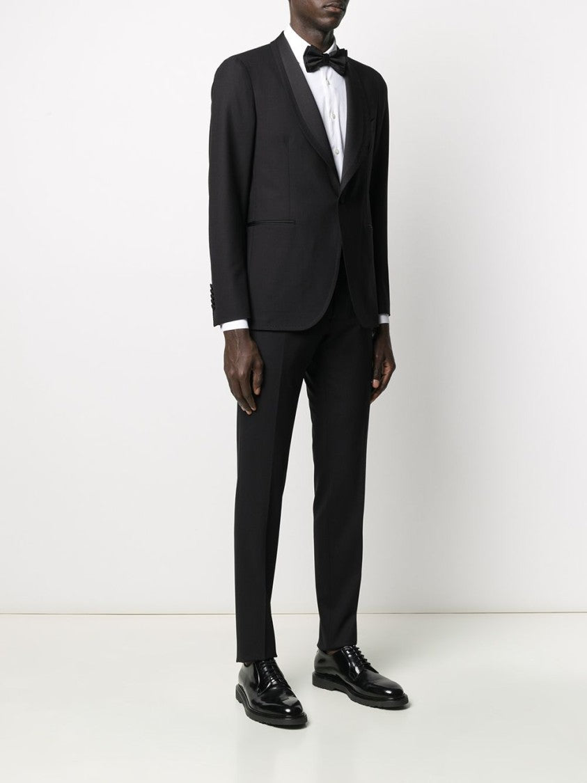 Tagliatore Single-Breasted Black Suit With Notched Lapels