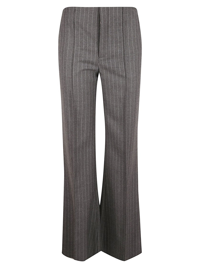 Chloé Striped Wool Bootcut Trousers With Raised Stitching