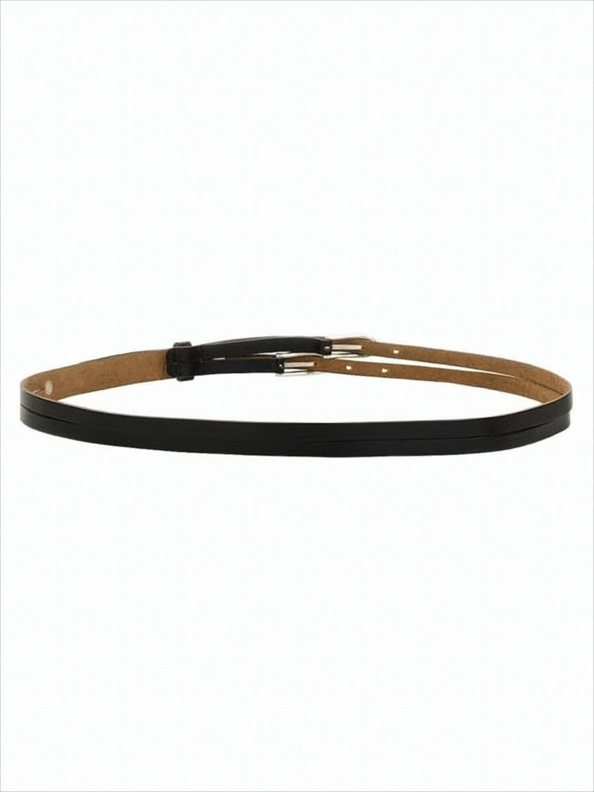 Our Legacy Slim Double-Strap Belt With Silver-Toned Buckles