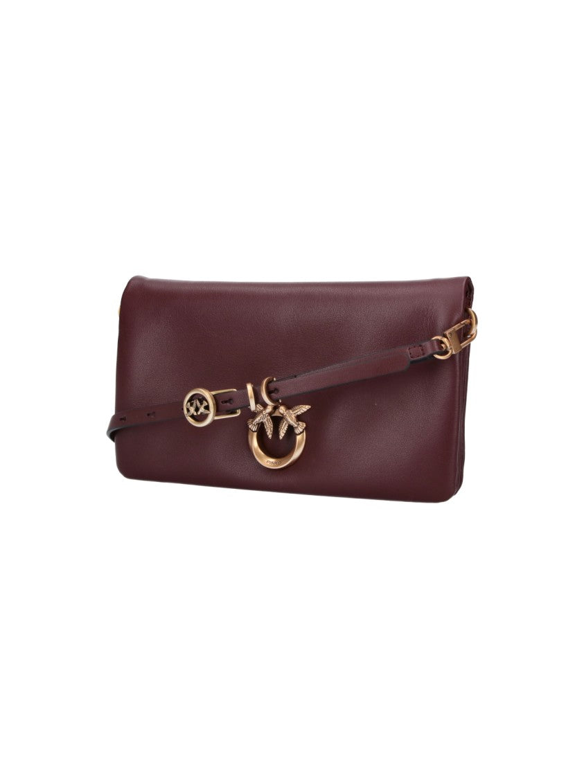 Pinko Burgundy Love Click Calf Leather Bag
