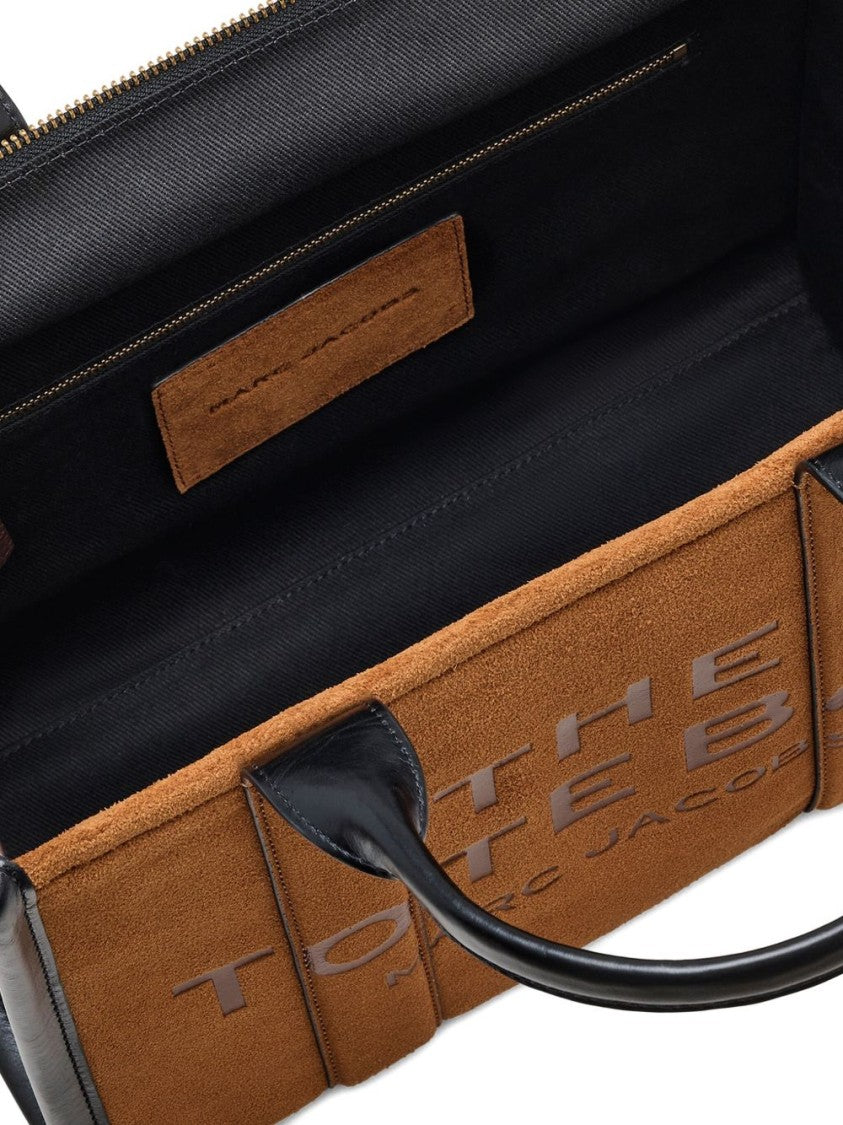 Marc Jacobs Structured Brown Suede Tote Bag With Leather Details