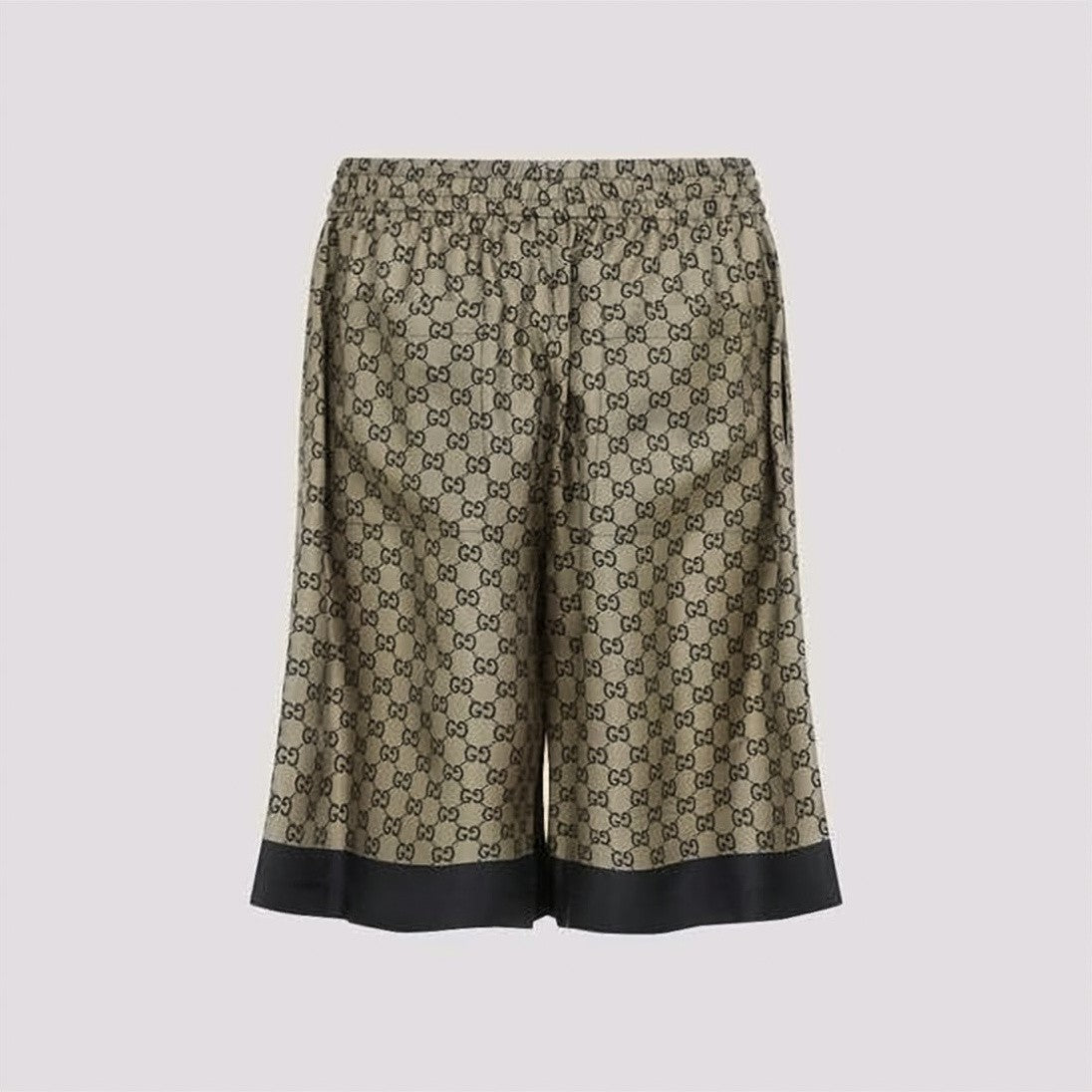 Gucci Silk Shorts With All-Over Pattern And Contrast Trim