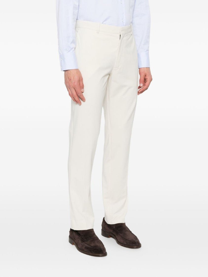 Circolo 1901 Off-White Tailored Trousers With Concealed Fastening And Pocket Detailing