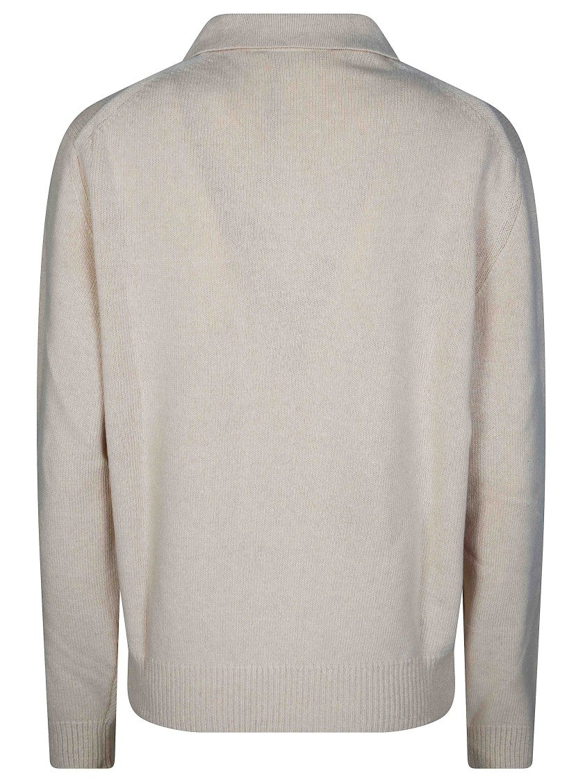 Victoria Beckham Polo Collar Jumper Ribbed V-Neck Top