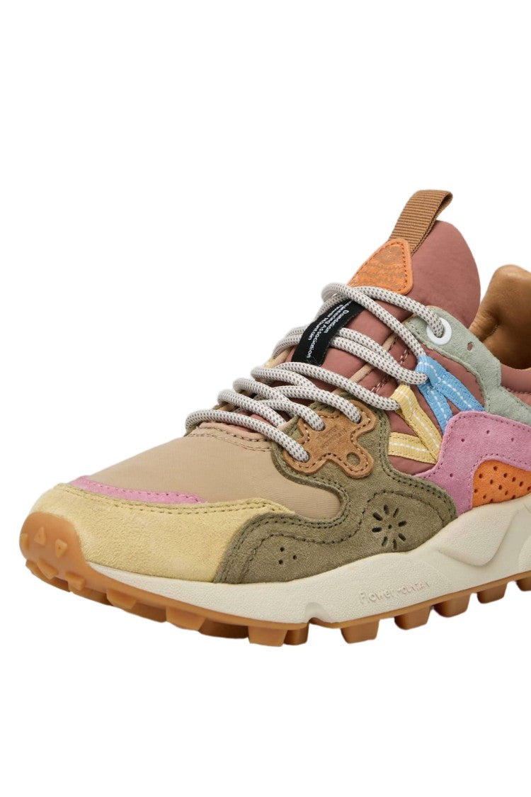 Flower Mountain Flower Mountain Yamano 3 Suede Print Trainer With Multicoloured Patch Design