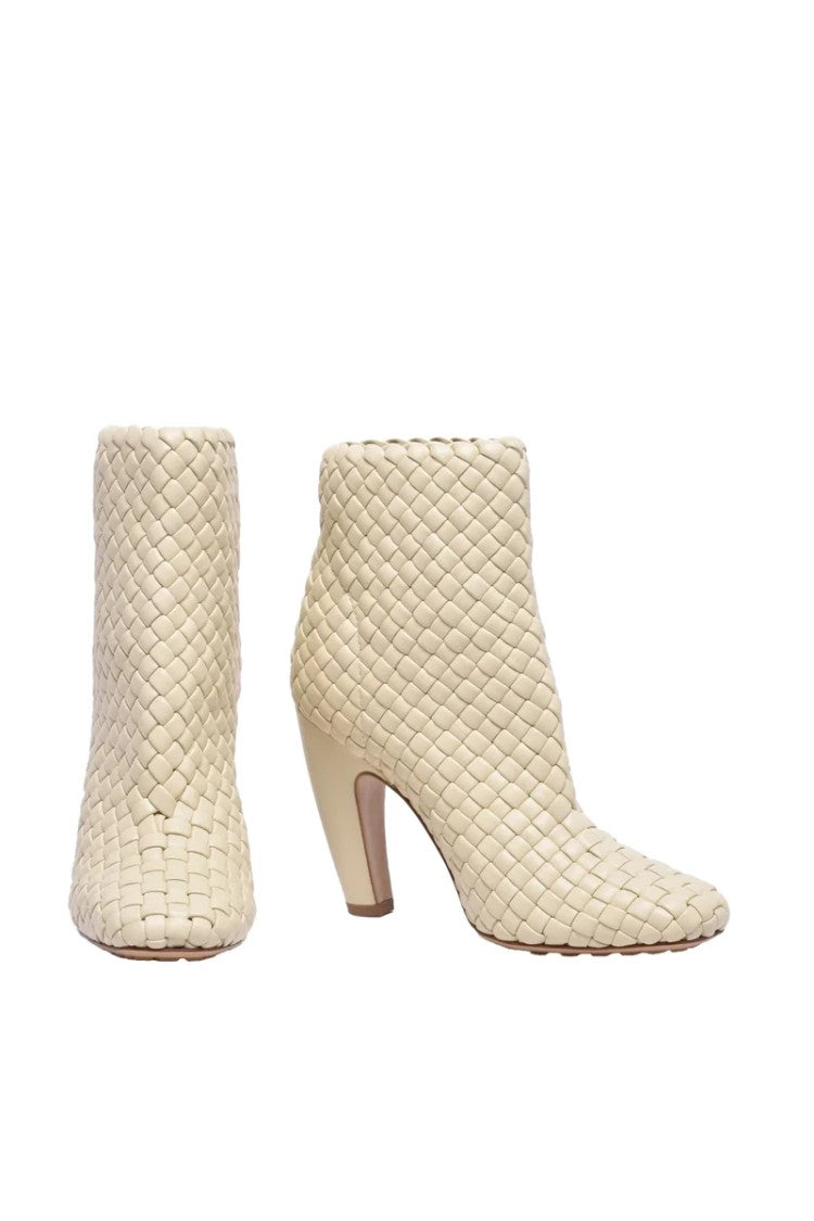 Bottega Veneta Intrecciato Ankle Boot - White