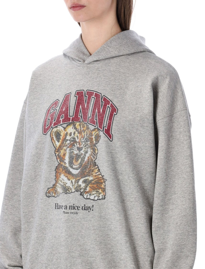 Ganni Tiger Graphic Organic Cotton Hoodie