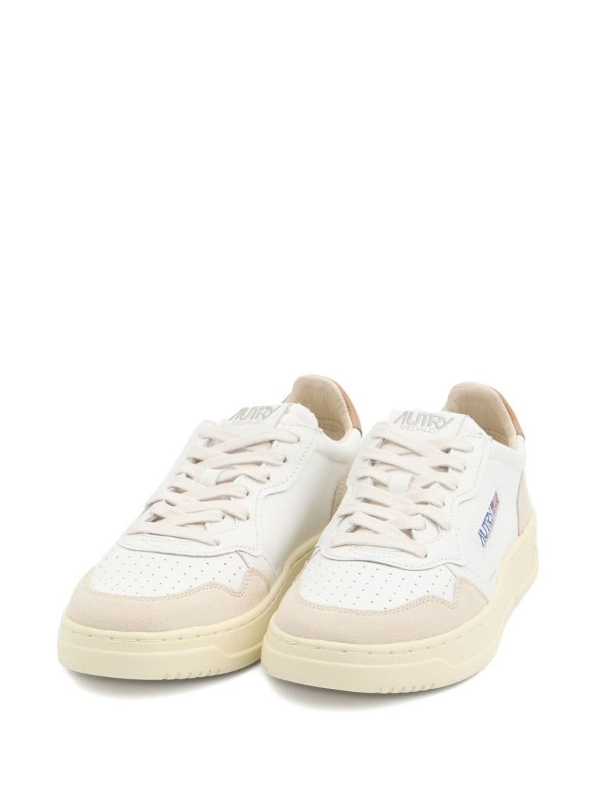 Autry White Suede Overlay Perforated Leather Sneakers