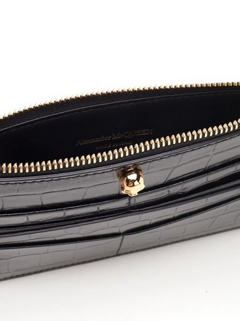 Alexander Mcqueen Black Leather Continental Wallet