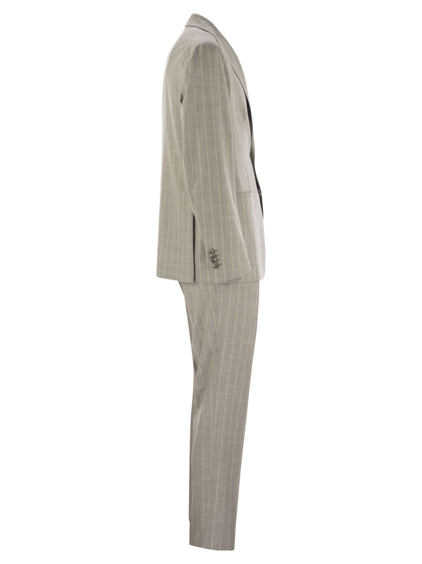Tagliatore Pinstripe Suit In Wool And Silk