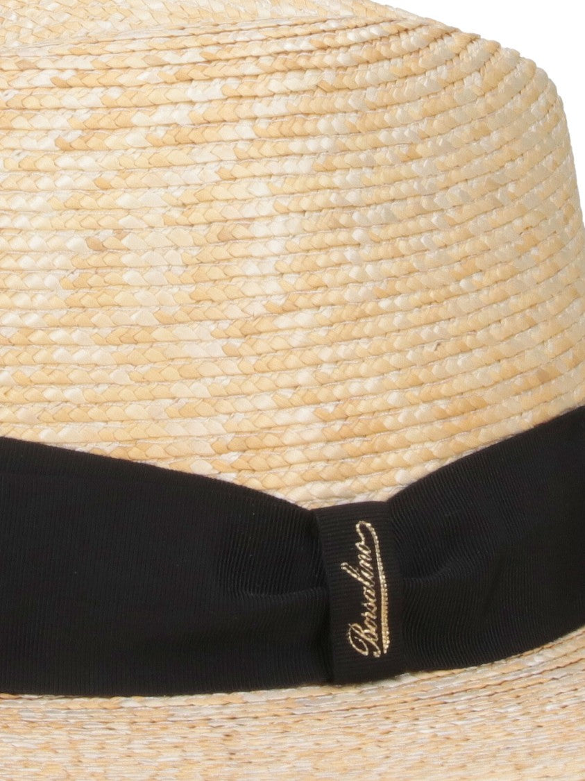 Borsalino Beige Sophie Wide-Brimmed Woven Straw Hat