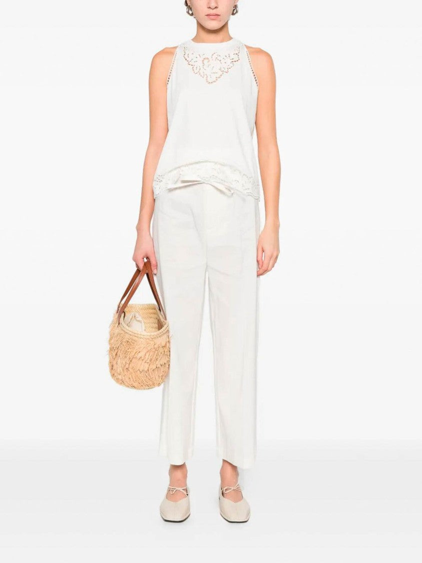 Twin-Set Sleeveless Top With Intricate Lace Cut-Out Detailing