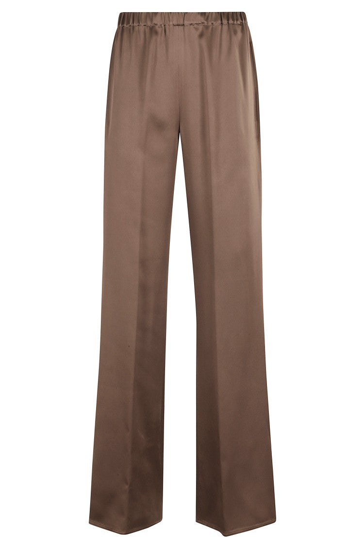 Antonelli Wide-Leg Brown Trousers With Elastic Waistband