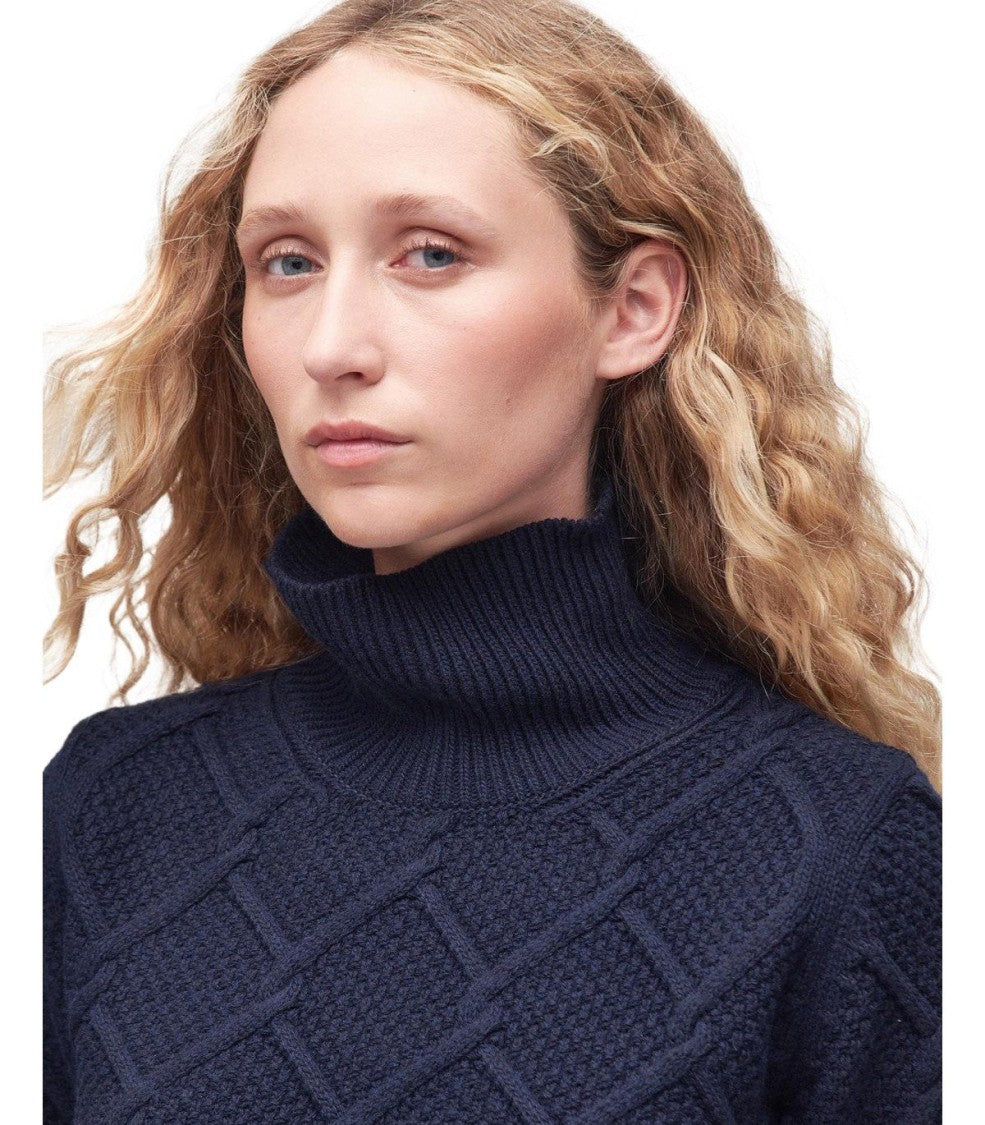Barbour Burne Roll Blue Turtleneck Sweater