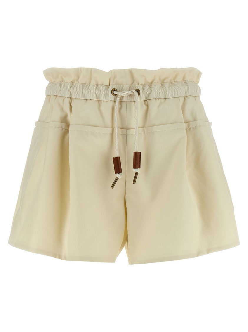Moncler Flared Twill Shorts With Adjustable Drawstring
