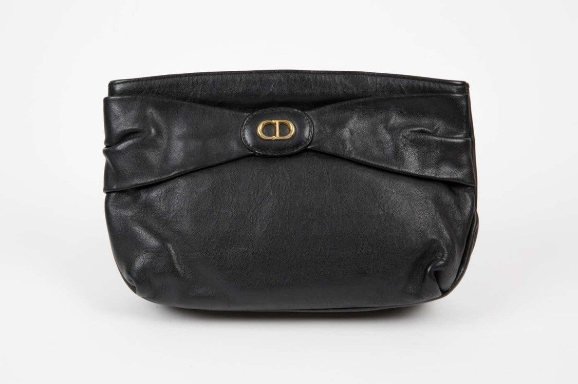 Christian Dior Black Leather Clutch Bag