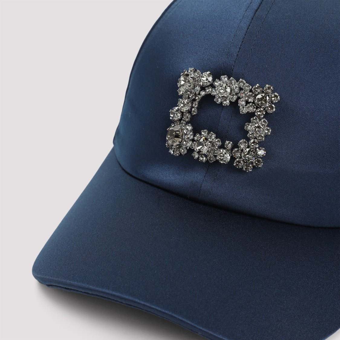 Roger Vivier Navy Blue Satin Rv Flower Strass Cap