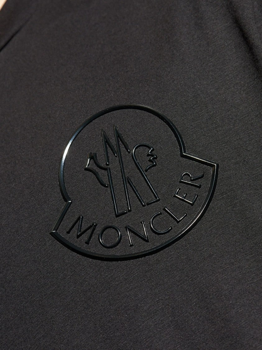 Moncler Black Embossed Logo Relaxed Fit Cotton T-Shirt