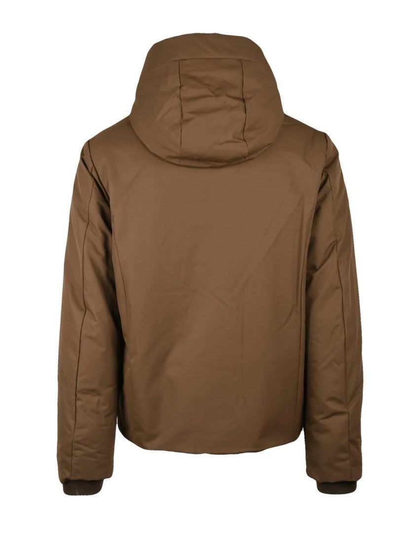 Bomboogie Padded Brown Coat With High Collar And Zippered Pockets