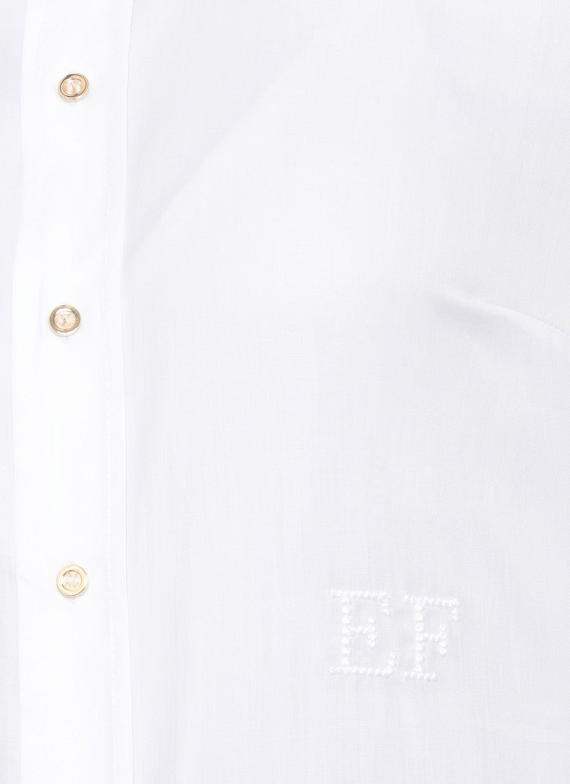 Elisabetta Franchi White Embroidered Logo Cotton Shirt