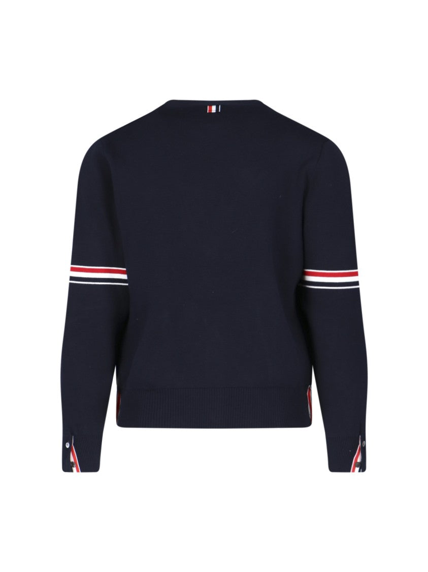 Thom Browne Tricolor Detail Cardigan – Blue