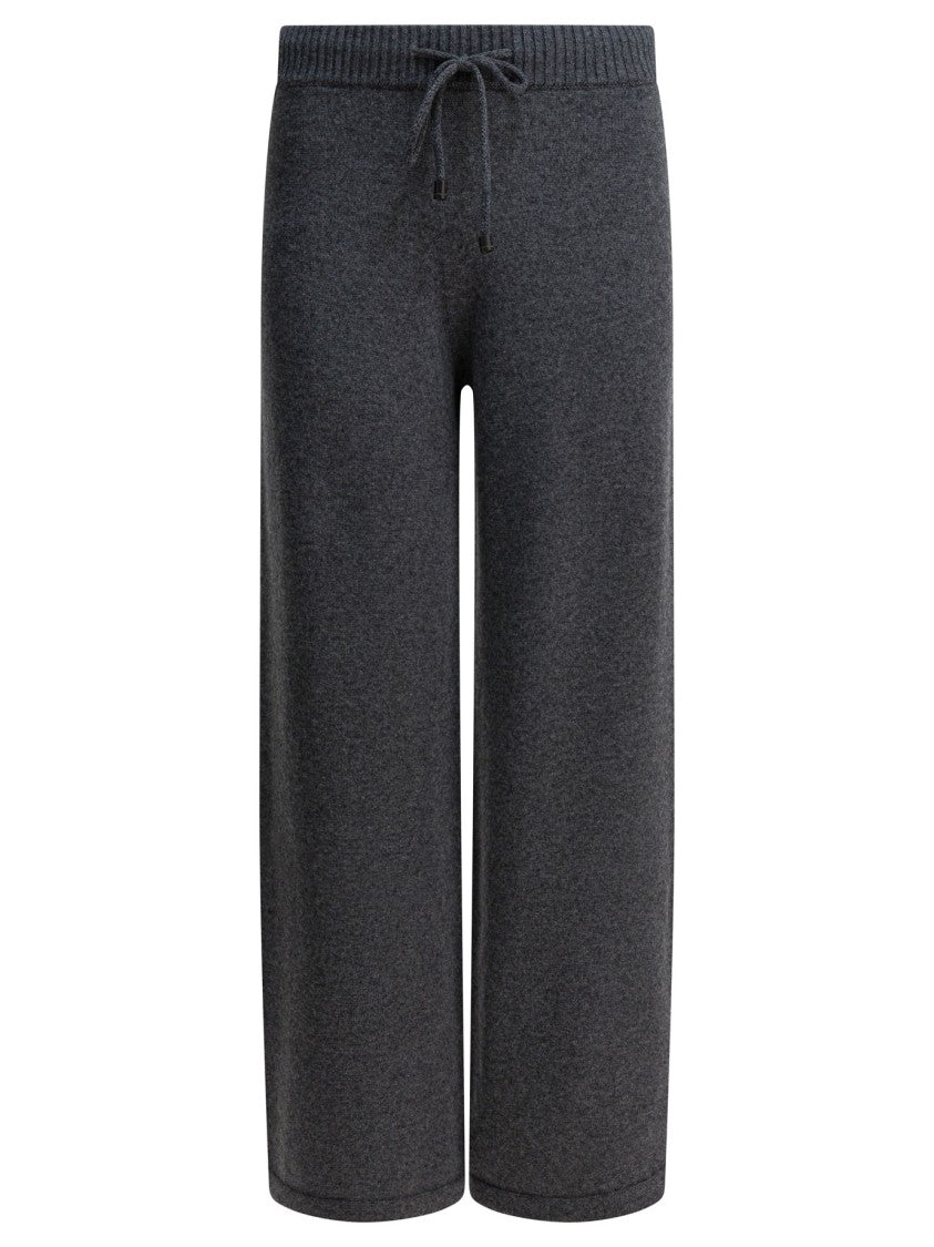 Drumohr Wide-Leg Cashmere Trousers With Ribbed Waistband