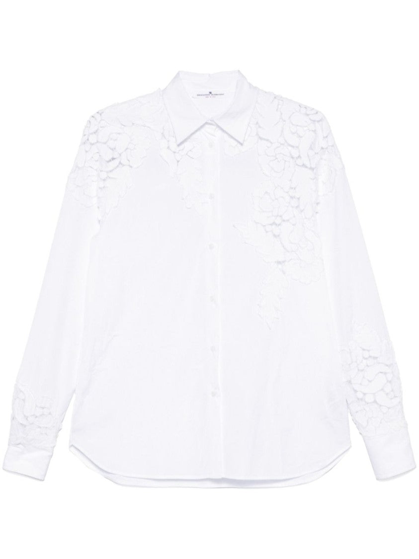 Ermanno Scervino Floral Embroidered White Shirt