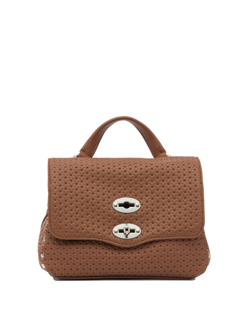 Zanellato Structured Textured Leather Shoulder Bag With Woven Pattern