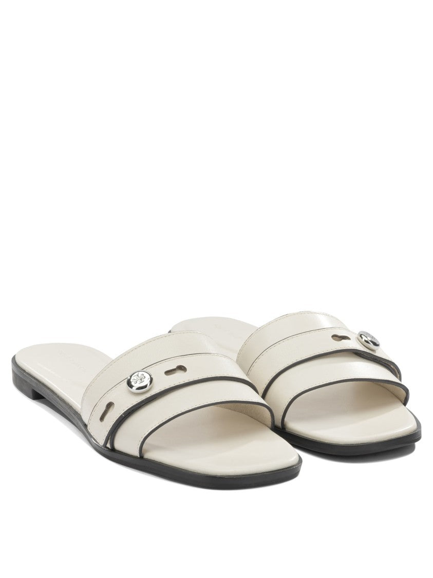 Tory Burch Goat Leather Sandals With Metallic Logo Detail