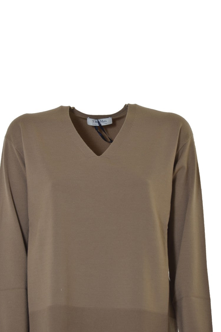 Max Mara Alghero V-Neck Sweater In Camel Cashmere