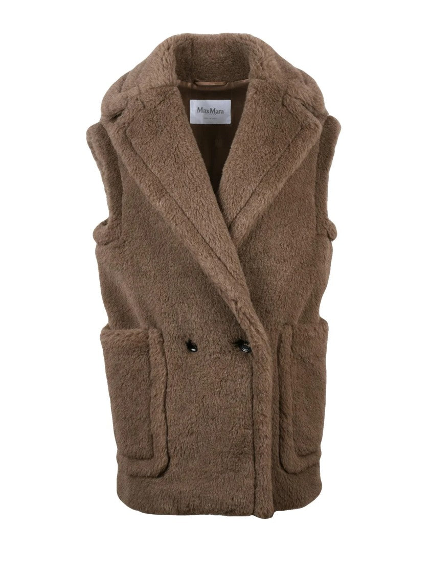 Max Mara Brown Alpaca-Blend Double-Breasted Vest