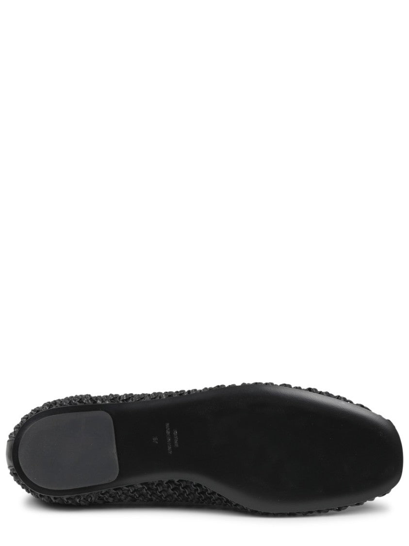 Totême Woven Black Leather Ballerina Flats With Artisanal Detailing