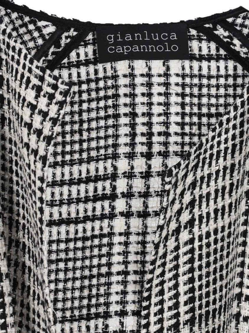 Gianluca Capannolo Shelly' Houndstooth Cape – White