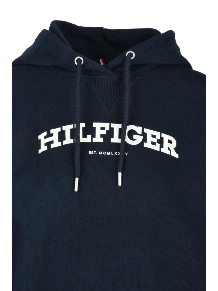 Tommy Hilfiger Cropped Hoodie With Drawstrings And Bold Logo