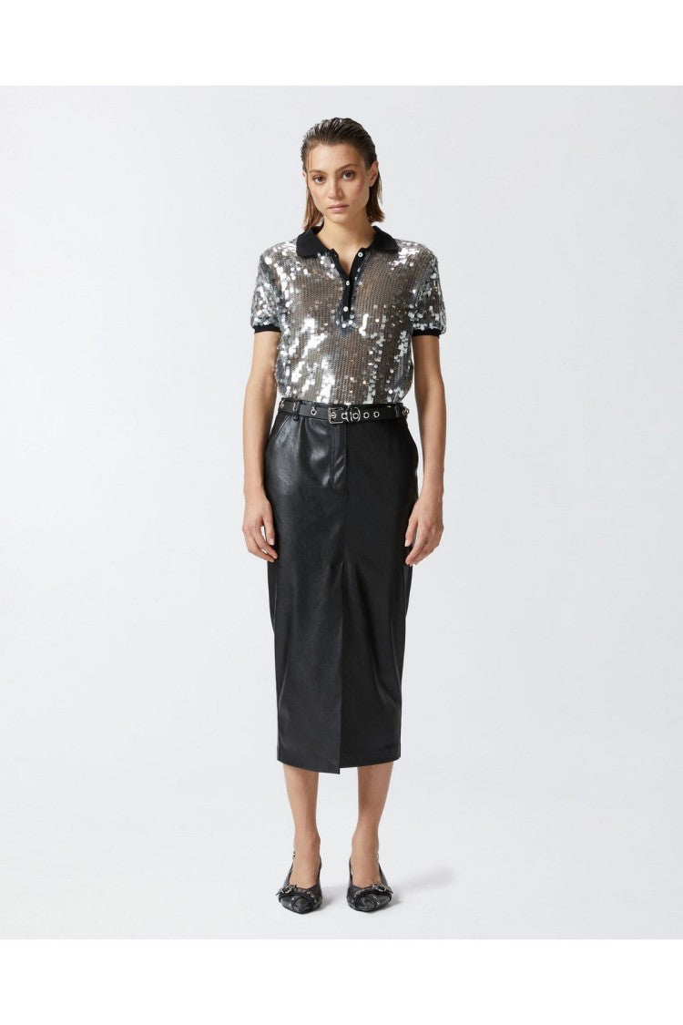 Pinko Black Pocket Polyester Skirt